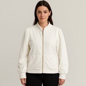 New Lilly Pulitzer Cabello Fleece Zip Up Jacket Size XL Coconut White